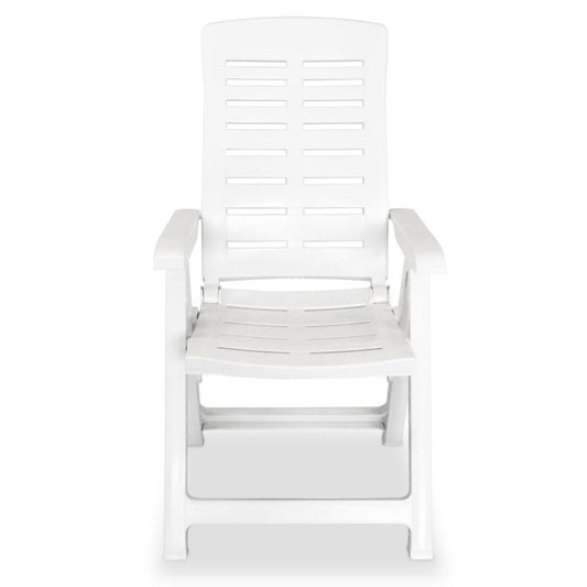 vidaXL Reclining Garden Chairs 2 pcs Plastic White