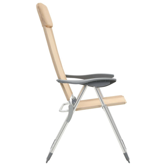 vidaXL Folding Camping Chairs 2 pcs Cream Aluminum
