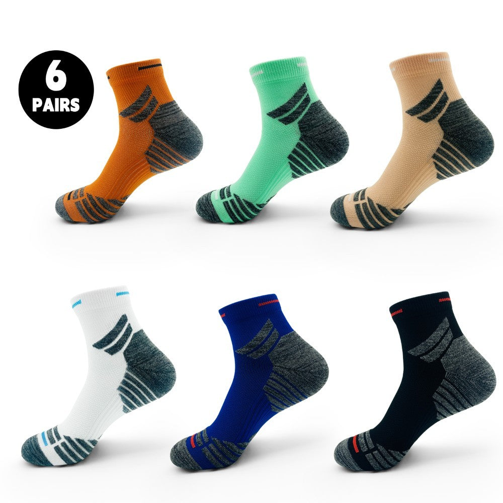 Men's Padded Ankle Socks, 6 Pairs In A Pack. Sports Running Socks. Men's And Women's Round-neck Running Socks.