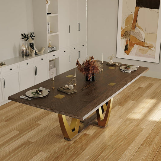 94 Inch Wood Dining Table for 6-10, Modern Farmhouse Rectangular