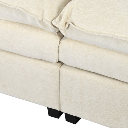 U-Shaped Chenille Sectional Sofa with Adjustable Armrest Pillows -
