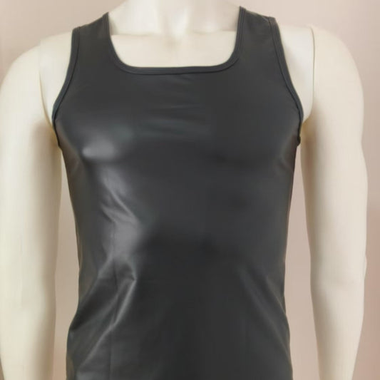 Simple U-neck Tight Slimming Glossy Off-the-shoulder Vest