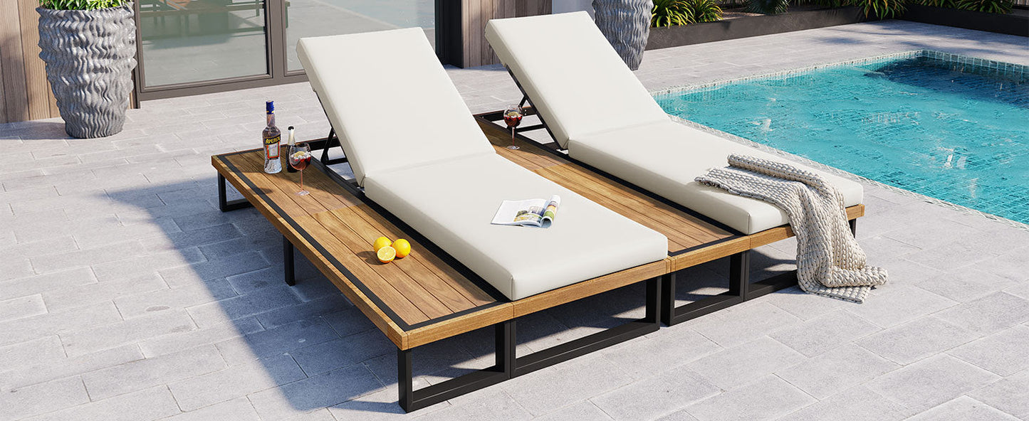 Outdoor Chaise Lounge Chair Set of 2 with 5-Position Adjustable