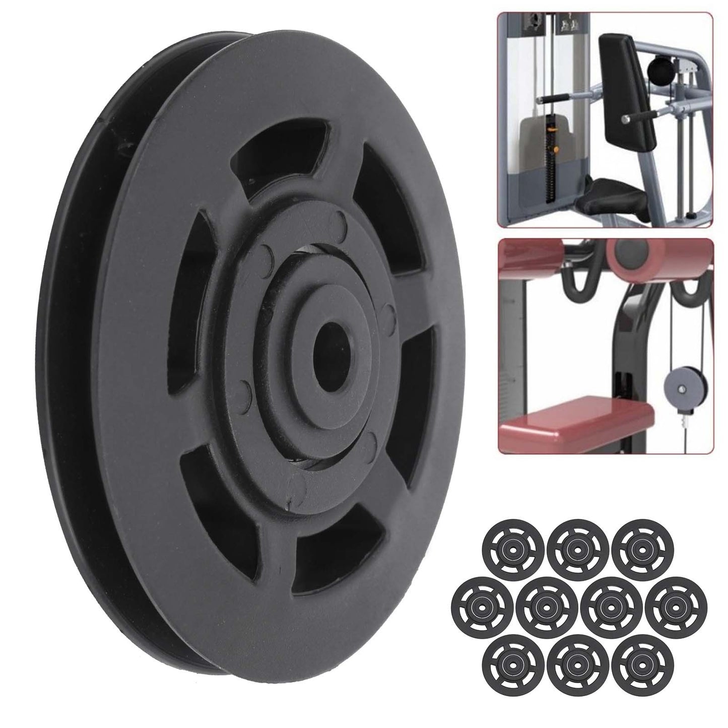 10Pcs/Set 95MM Universal Nylon Bearing Pulley Wheel Replacement Gym Fitness Equipment