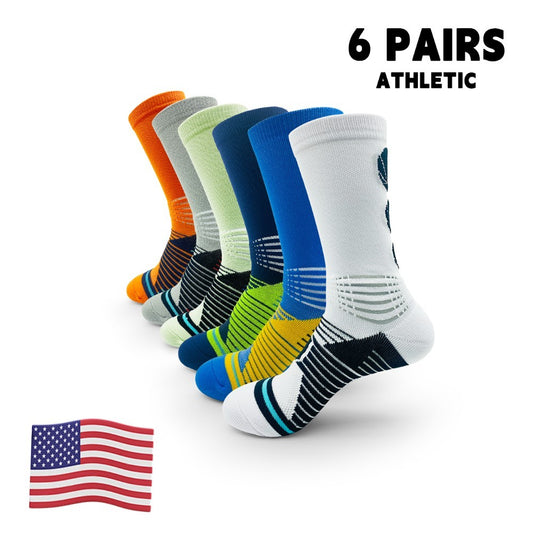 6 Pairs Of Sports Running Calf Socks