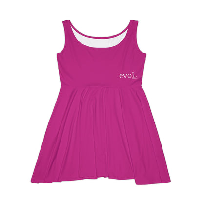 Feminine Pink Skater Dress with 'evoL' Graphic - Perfect for Casual Outings and Celebrations