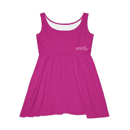 Feminine Pink Skater Dress with 'evoL' Graphic - Perfect for Casual Outings and Celebrations