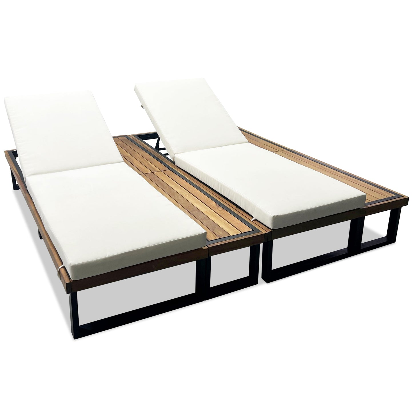 Outdoor Chaise Lounge Chair Set of 2 with 5-Position Adjustable