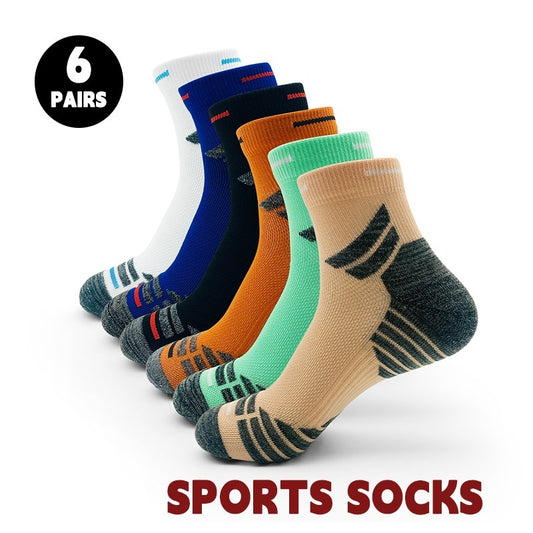 Men's Padded Ankle Socks, 6 Pairs In A Pack. Sports Running Socks. Men's And Women's Round-neck Running Socks.