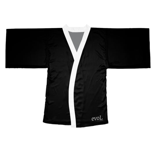 Elegant Black Long Sleeve Kimono Robe for Relaxation & Style