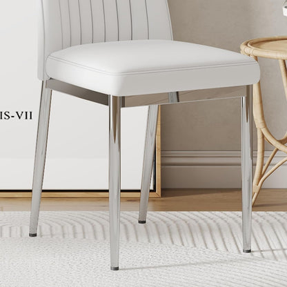 White Leather Chair, Modern Dining Chair Set of 4 with PU Leather and