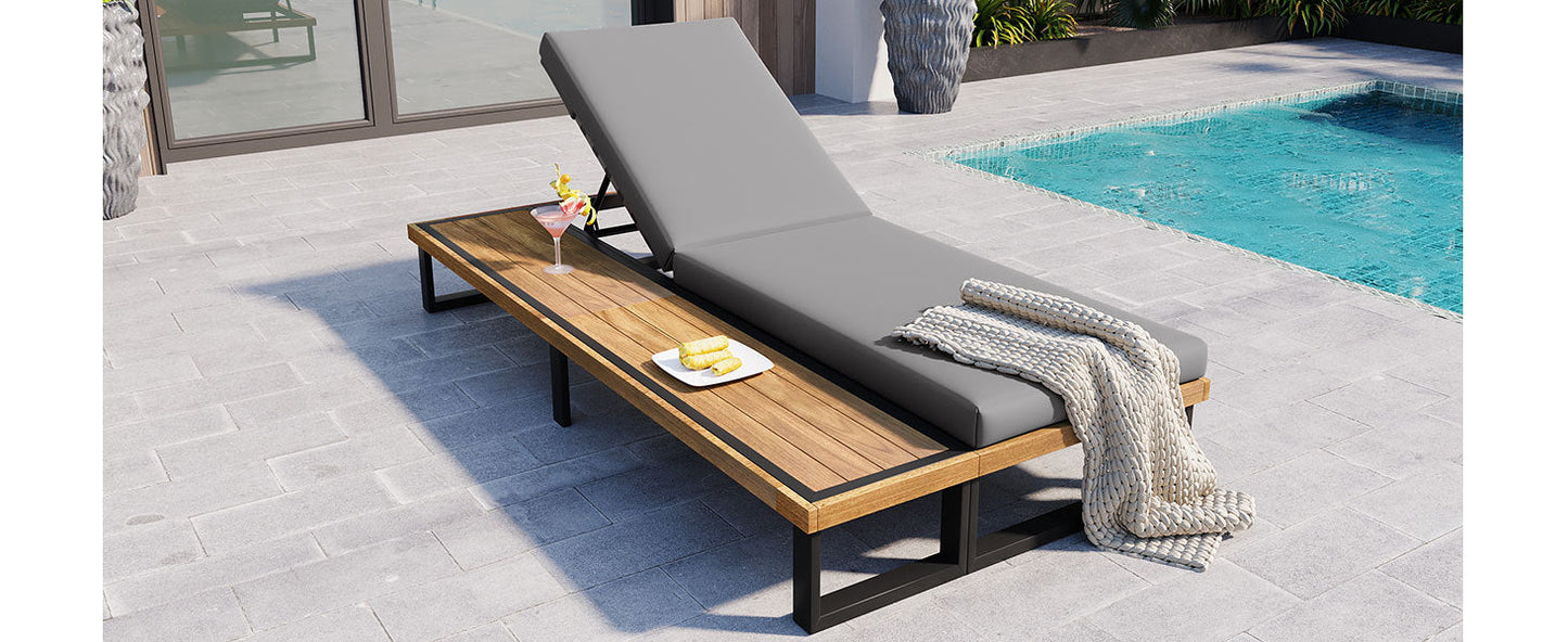 Outdoor Chaise Lounge Chair with 5-Position Adjustable Backrest,
