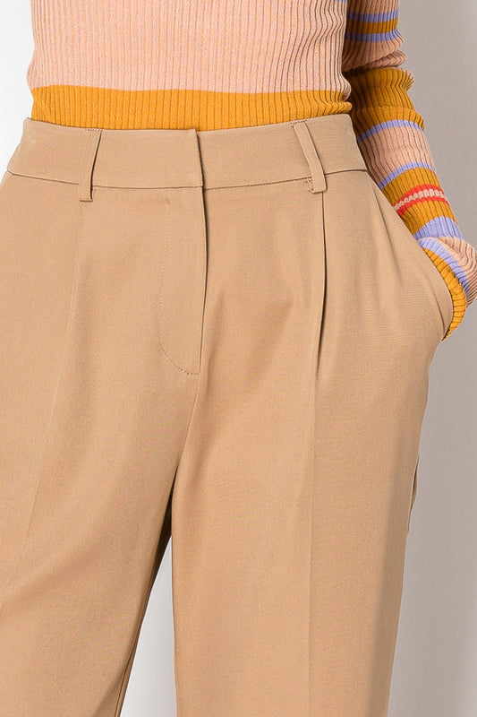 WIDE LEG BUSINESS CASUAL OFFICE TROUSERS WITH SMOCKING BACK WAIST
