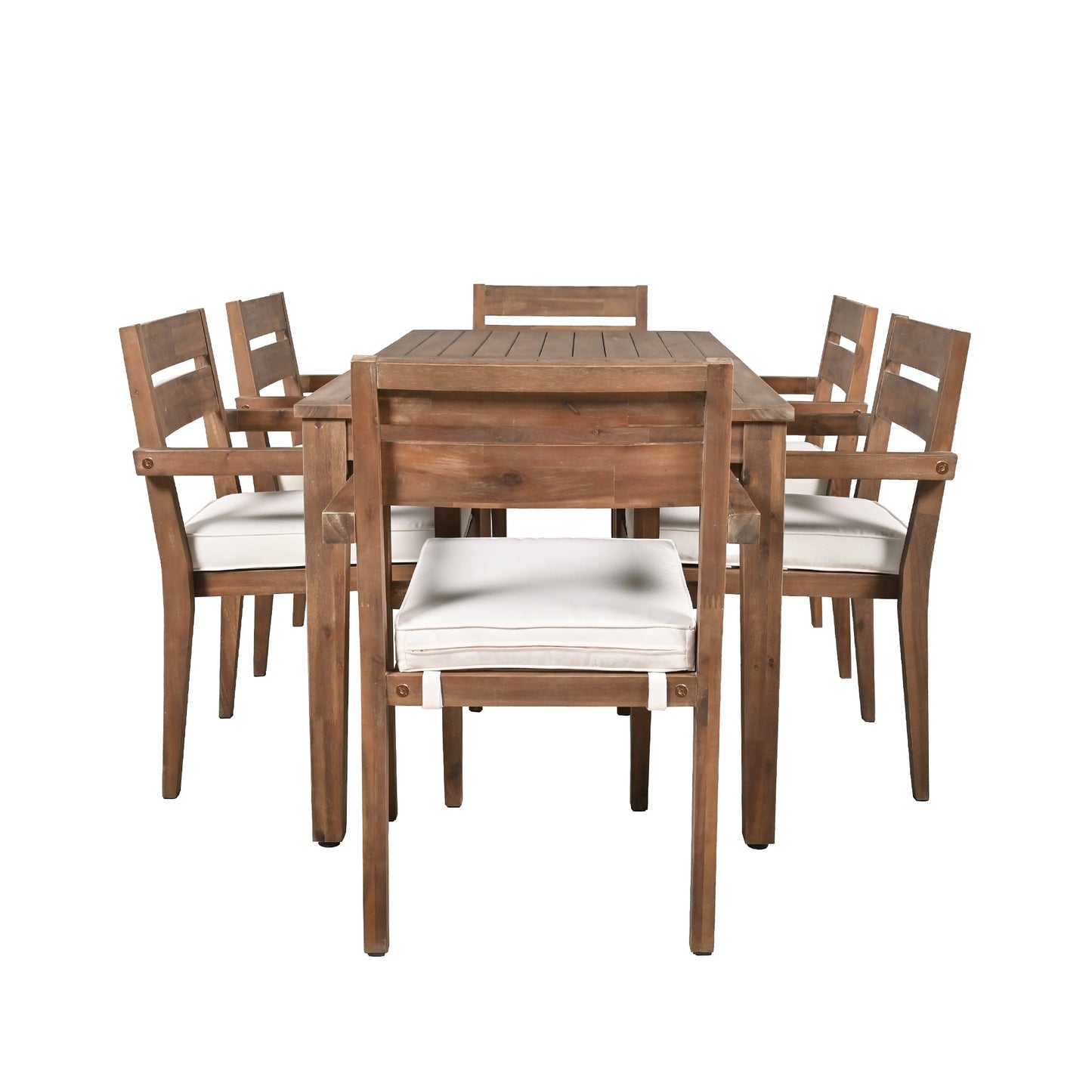 Acacia Wood Outdoor Dining Table And Chairs Suitable For Patio,