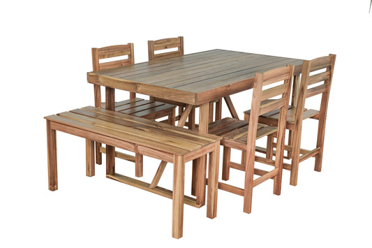 High-quality Acacia Wood Outdoor Table and Chair Set, Suitable for
