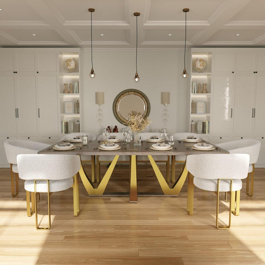 94 Inch Wood Dining Table for 6-10, Modern Farmhouse Rectangular