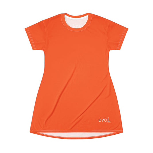 Casual Orange T-Shirt Dress - Comfortable & Stylish for Everyday Wear