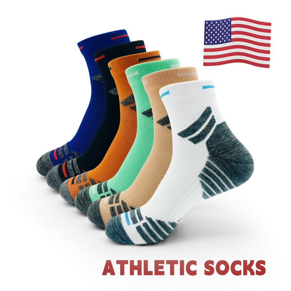 Men's Padded Ankle Socks, 6 Pairs In A Pack. Sports Running Socks. Men's And Women's Round-neck Running Socks.