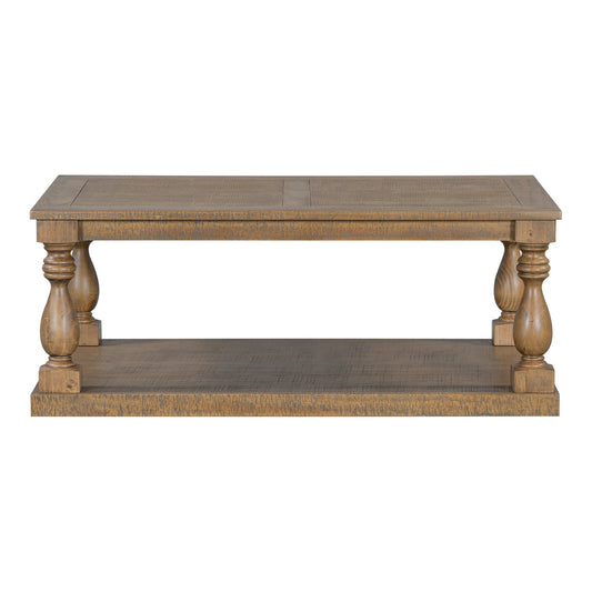Vintage Coffee Table Featuring Artistic Vase Column Legs and Luxurious