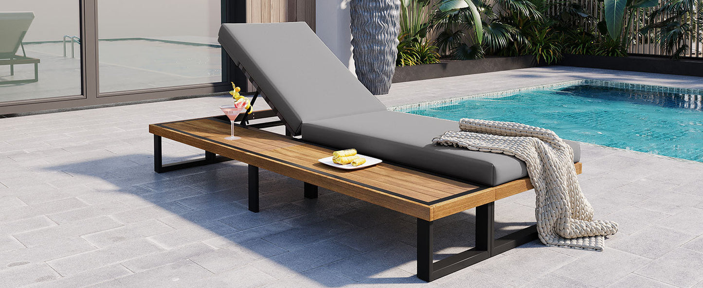 Outdoor Chaise Lounge Chair with 5-Position Adjustable Backrest,