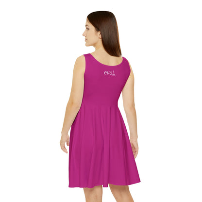 Feminine Pink Skater Dress with 'evoL' Graphic - Perfect for Casual Outings and Celebrations