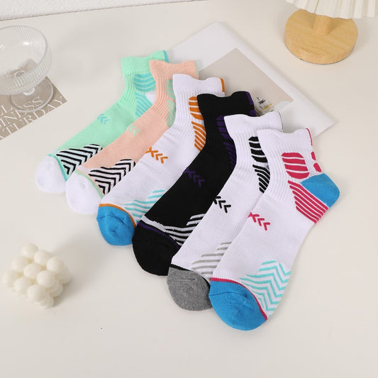 Six Pairs Of Trendy Mixed Sports Socks, Sports Ankle Socks, Running Socks, Hiking Socks, Moisture-wicking Cotton Socks And Ankle Socks