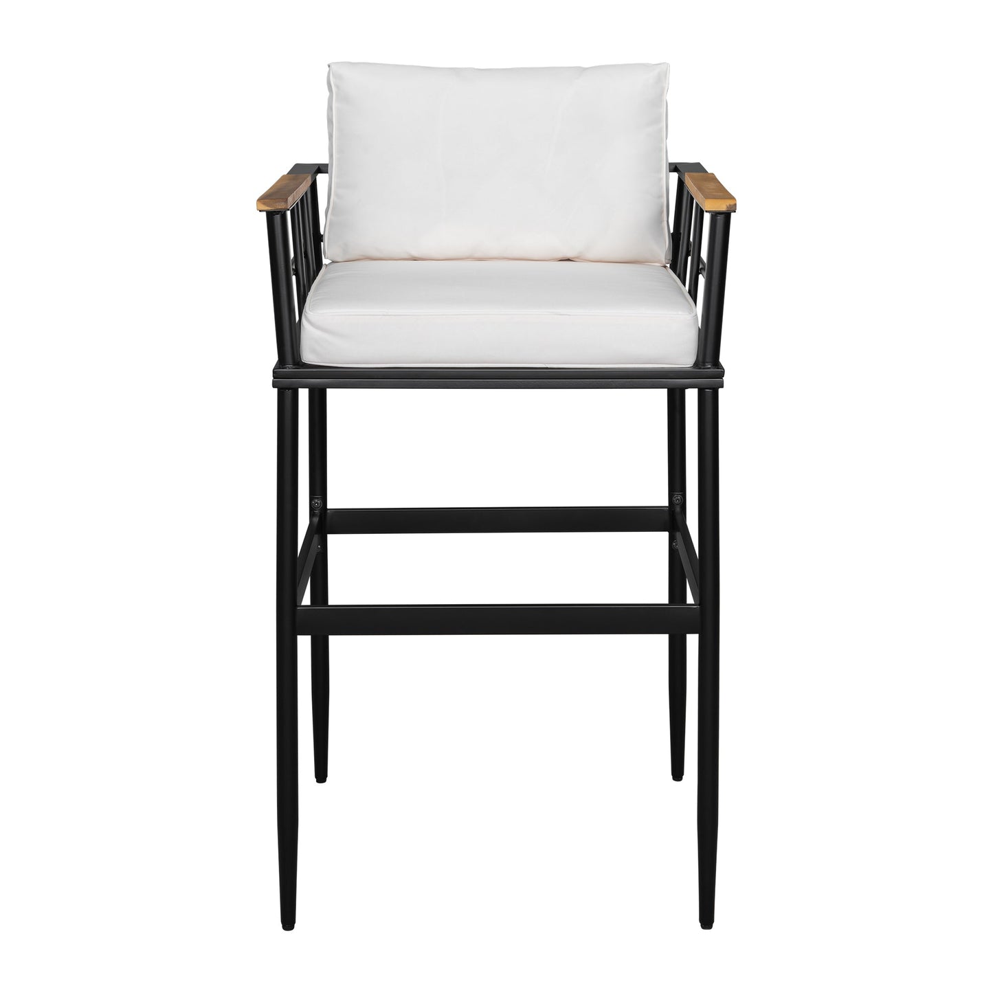 Iron Outdoor Dining Set with Acacia Wood Armrest Suitable For Patio,