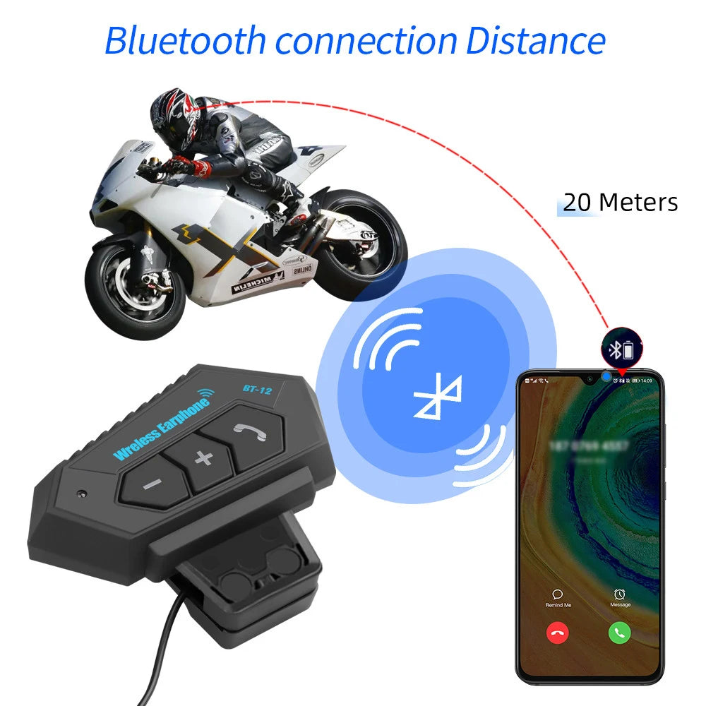 Motorcycle BT 5.0 Helmet Headset Wireless Hands-free Call Kit Stereo Anti-interference Waterproof Music Player Speaker