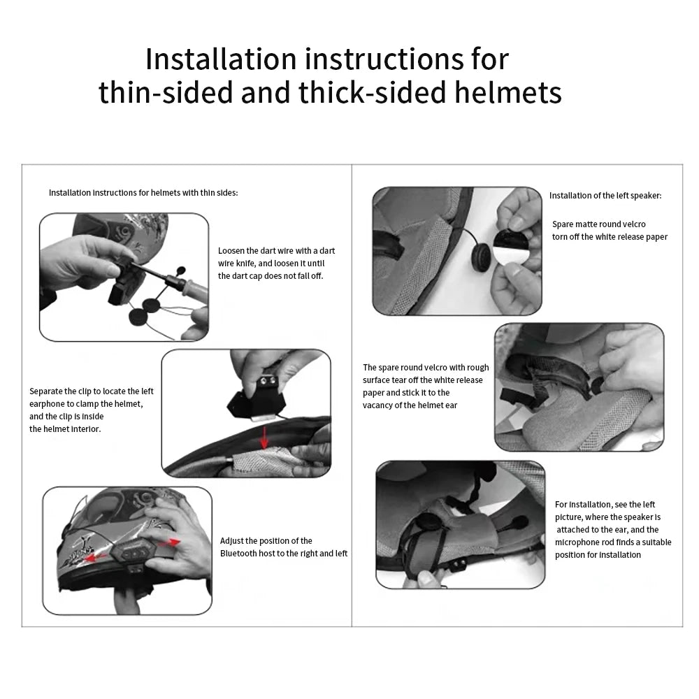 Motorcycle BT 5.0 Helmet Headset Wireless Hands-free Call Kit Stereo Anti-interference Waterproof Music Player Speaker