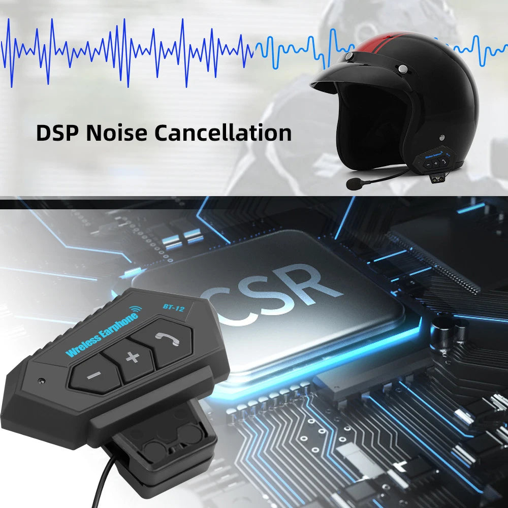 Motorcycle BT 5.0 Helmet Headset Wireless Hands-free Call Kit Stereo Anti-interference Waterproof Music Player Speaker