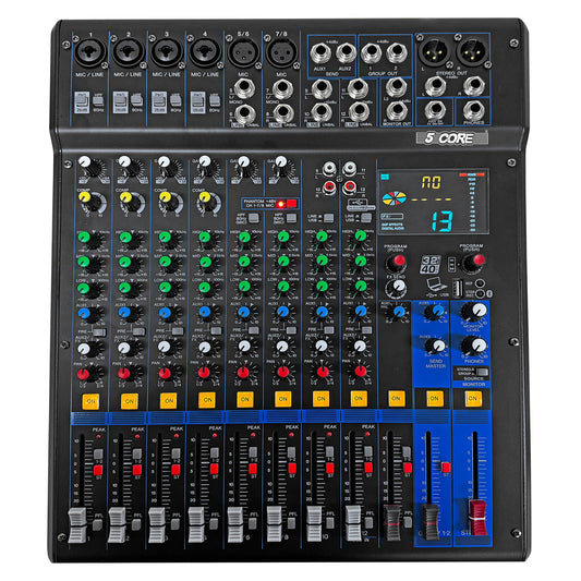 5Core Audio DJ Mixer 12 Channel Sound Board Console w 99 DSP Effect