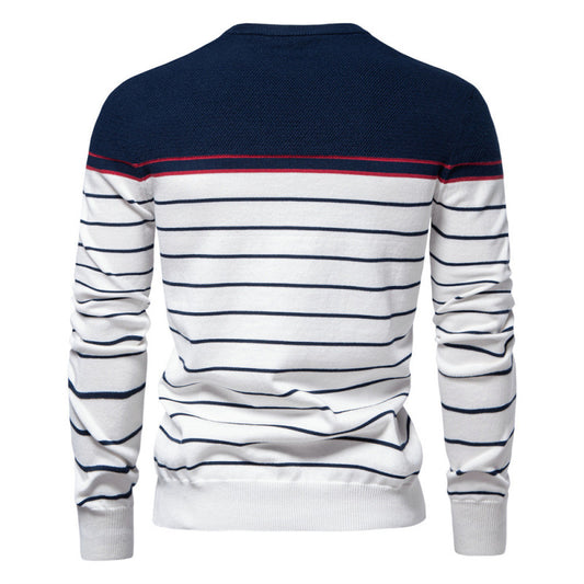Men's Fashion Casual Striped Color Matching Long-sleeved Sweater