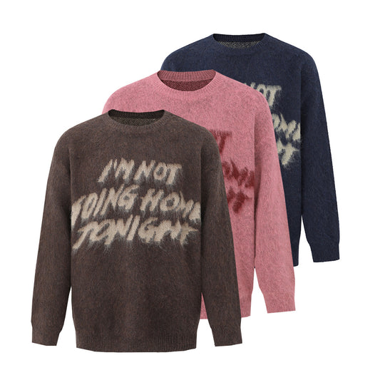 Pullover Crew Neck Sweater Men's Winter Loose Soft Glutinous Warm Top