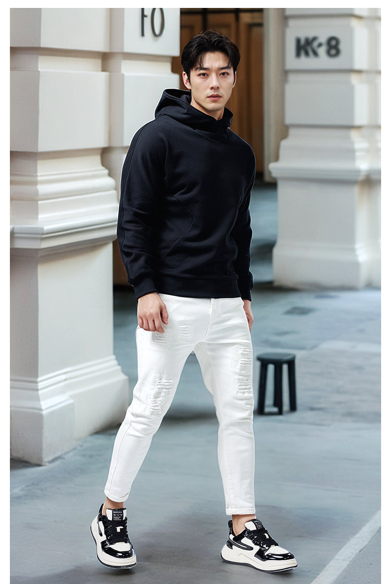 Turtleneck Hoodie Men's Cotton Loose Sports 2023 New Hoodie Pullover Top Outerwear Autumn and Winter