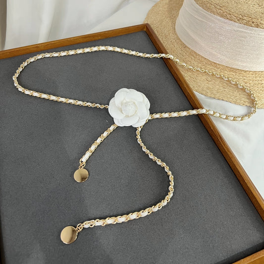 Women's Elegance Spring New Accessories Camellia Decoration Thin Waist Chain Waist-Tight Matching Dress Long Shirt Narrow Belt