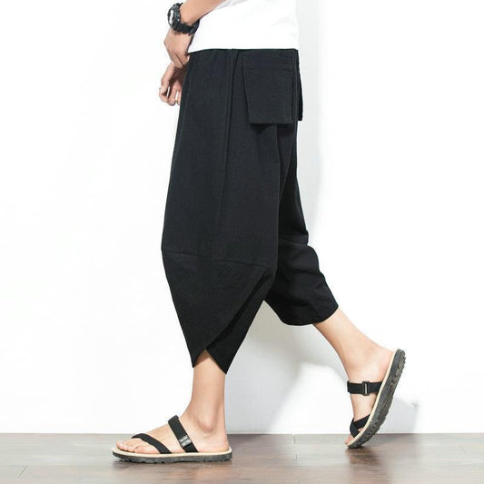 Cropped Linen Pants Loose Plus Size Trend Casual Men