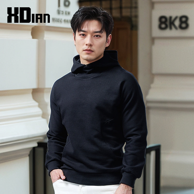 Turtleneck Hoodie Men's Cotton Loose Sports 2023 New Hoodie Pullover Top Outerwear Autumn and Winter