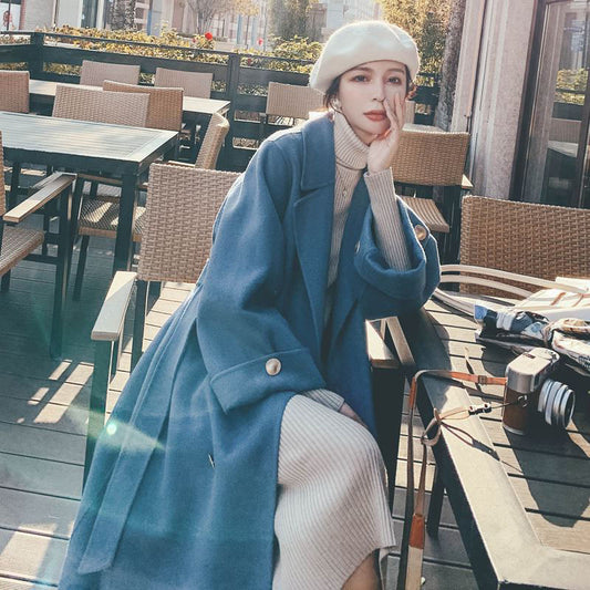 2024 Pure New Plus Size Women's Clothing Big Woman Woolen Coat Slimming Long Loose Woolen Coat 100.00kg
