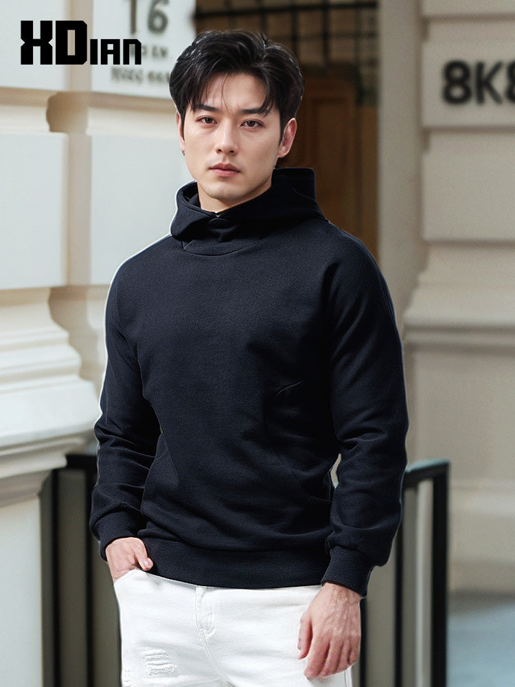 Turtleneck Hoodie Men's Cotton Loose Sports 2023 New Hoodie Pullover Top Outerwear Autumn and Winter