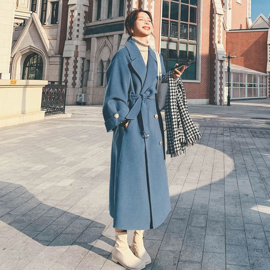 2024 Pure New Plus Size Women's Clothing Big Woman Woolen Coat Slimming Long Loose Woolen Coat 100.00kg