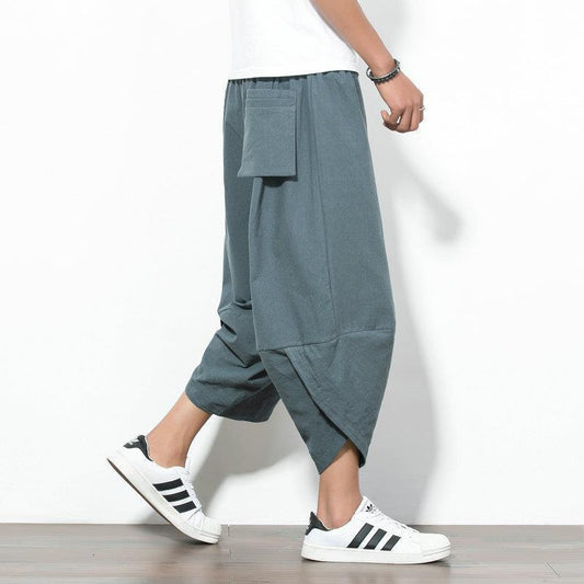 Cropped Linen Pants Loose Plus Size Trend Casual Men