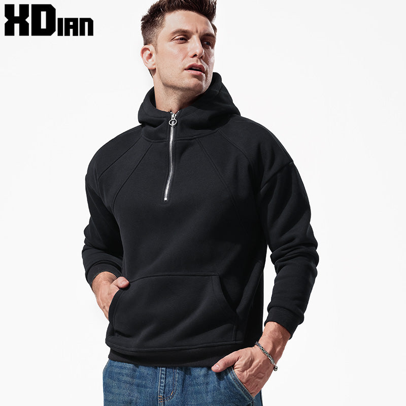 Turtleneck Hoodie Men's Cotton Loose Sports 2023 New Hoodie Pullover Top Outerwear Autumn and Winter