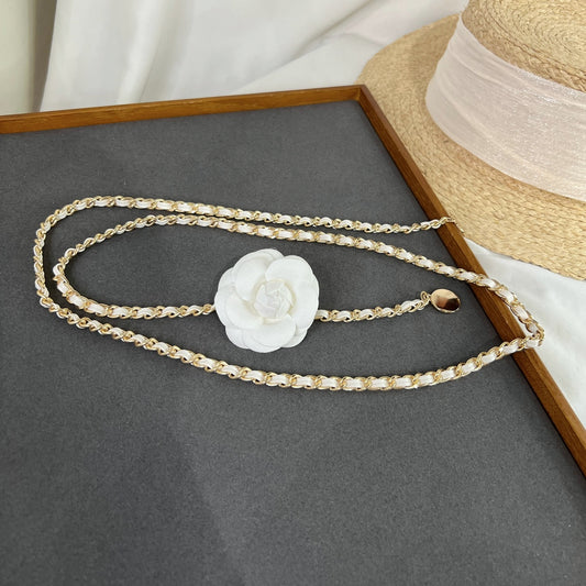 Women's Elegance Spring New Accessories Camellia Decoration Thin Waist Chain Waist-Tight Matching Dress Long Shirt Narrow Belt