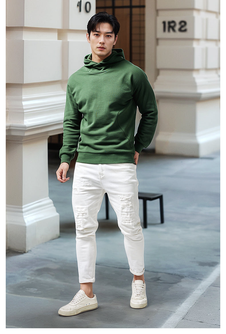 Turtleneck Hoodie Men's Cotton Loose Sports 2023 New Hoodie Pullover Top Outerwear Autumn and Winter