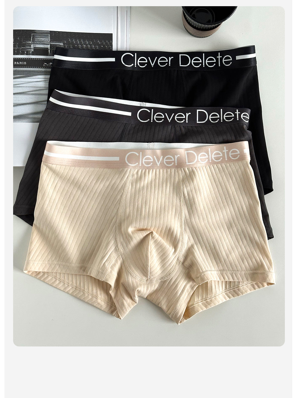 [Original 78, Now 39] Minimalist Plaid Men Underwear Stripes Boys Style Pure Cotton Boxer Shorts Shorts