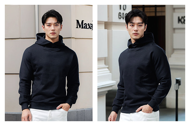 Turtleneck Hoodie Men's Cotton Loose Sports 2023 New Hoodie Pullover Top Outerwear Autumn and Winter