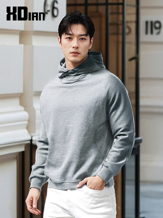 Turtleneck Hoodie Men's Cotton Loose Sports 2023 New Hoodie Pullover Top Outerwear Autumn and Winter