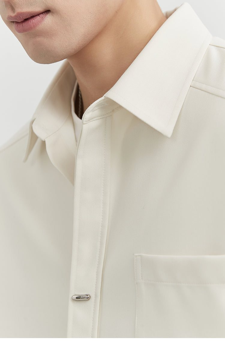 [Classy Stylish] Bjze Men's Clothing 25 Spring and Autumn Long Sleeves Inner Wear Shirt Pure Color K-style Work Clothing Loose Tops