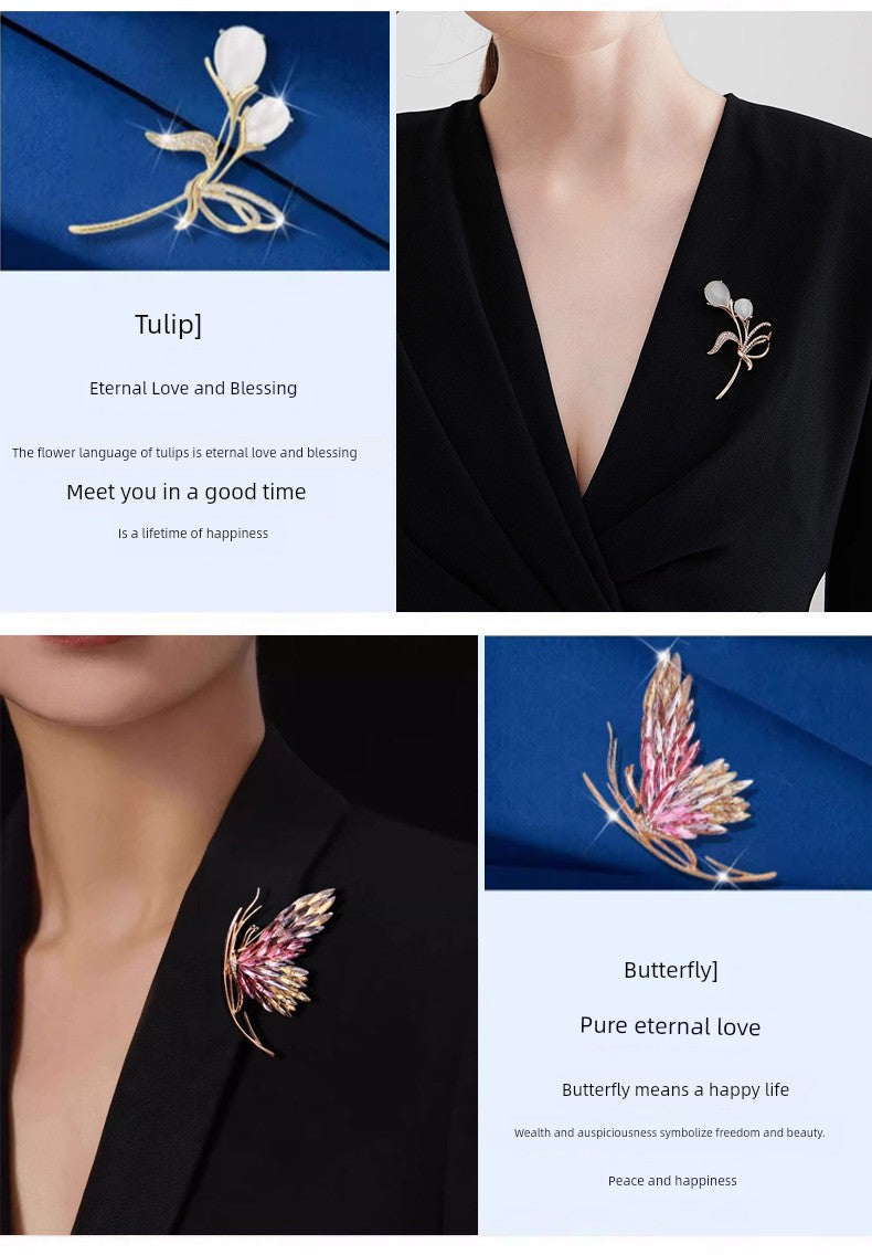 Women's Day Gift to Give Mom for Wife High-End Corsage Brooch Female Classy Exquisite Pin Accessories Fancy