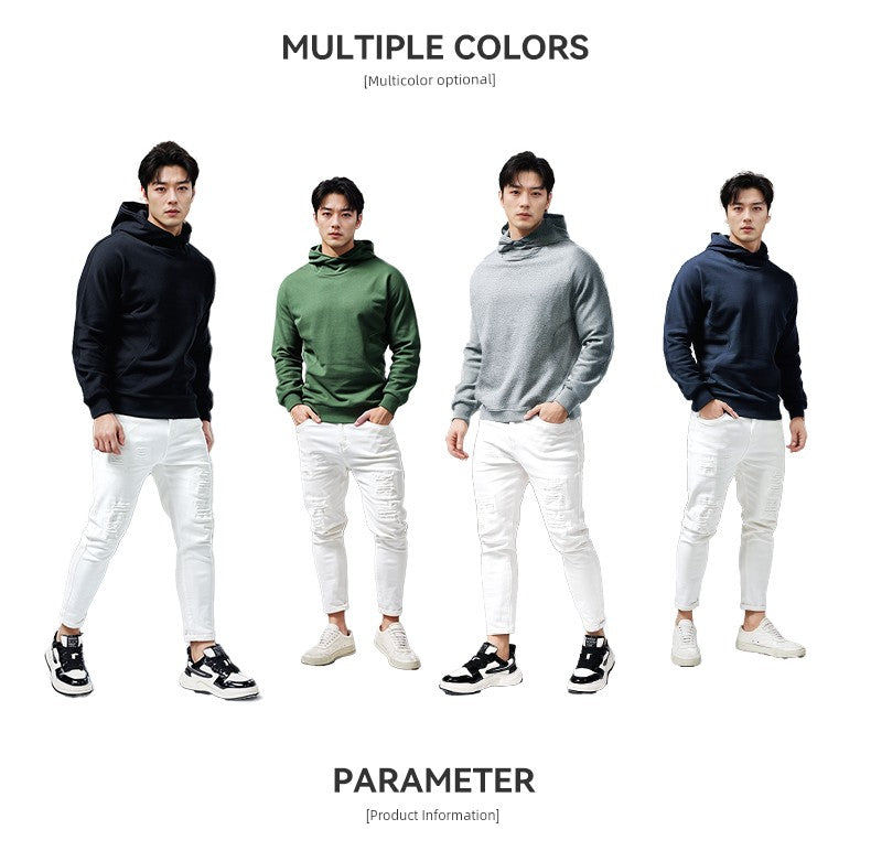 Turtleneck Hoodie Men's Cotton Loose Sports 2023 New Hoodie Pullover Top Outerwear Autumn and Winter
